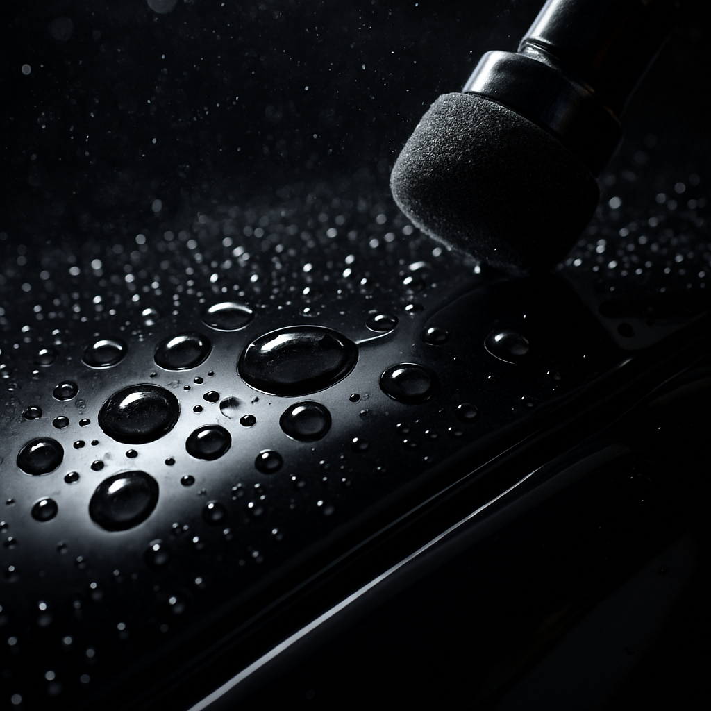Hydrophobic ceramic coating — water rolls right off.